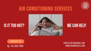 Rød Air Conditioning Services Digitalt display Template