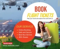 Air Ticket Booking Ad Template Medium Rectang