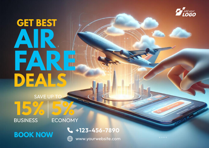 Air Ticket Booking  Ad Template Postcard Poskaart