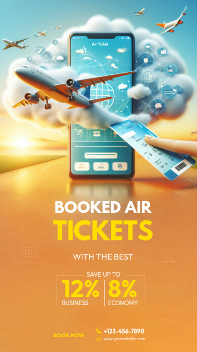 Insta Post Booking Example Air Ticket Booking Offer Instagram Story Template | PosterMyWall