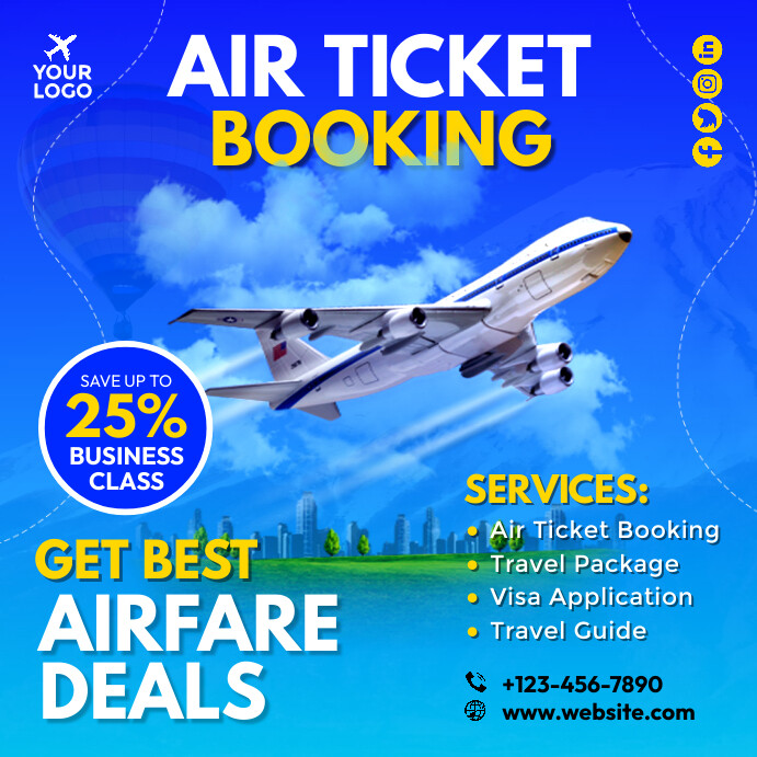 Air Ticket Offer Template Instagram na Post