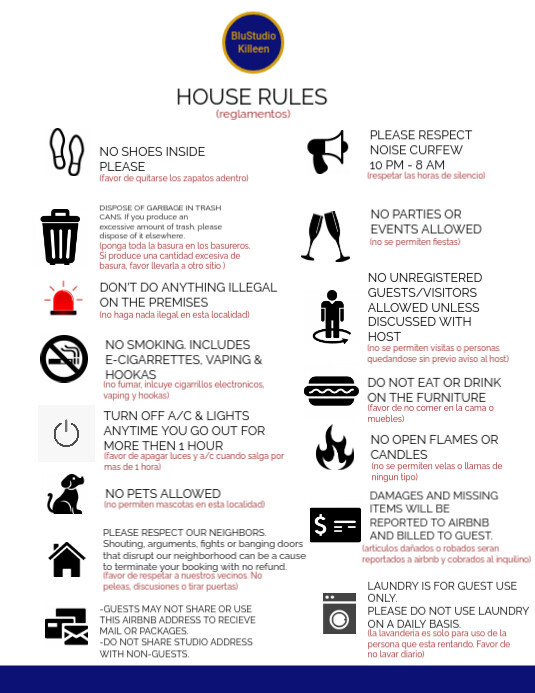 airbnb, house rules, short rentals, vrbo, boo 传单(美国信函) template