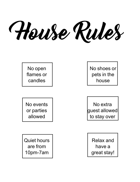 Airbnb House Rules Løbeseddel (US Letter) template