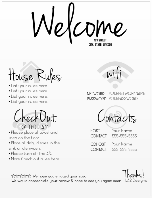 Airbnb Welcome Poster Template v1 Folheto (US Letter)