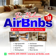 Airbnbs vacation home rental advertisement poster flyer template for Instagram post design ideas