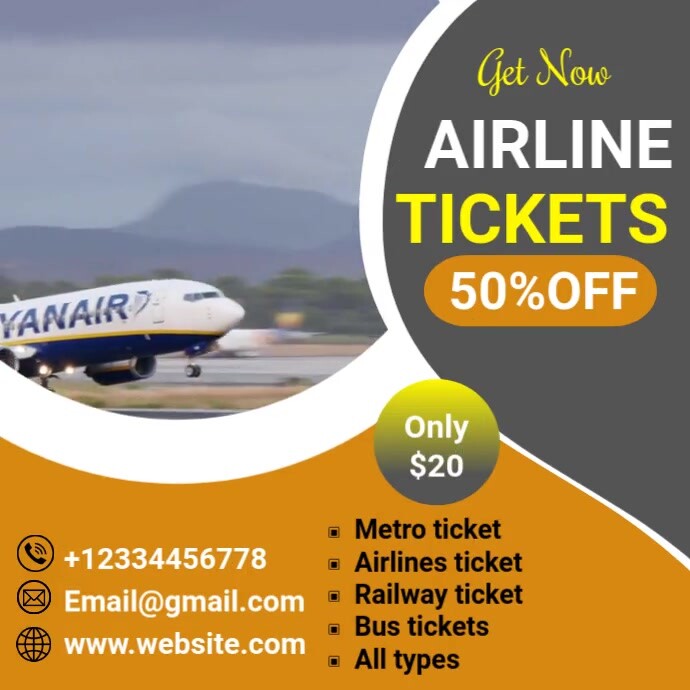 Airlines ticket available post Template | PosterMyWall