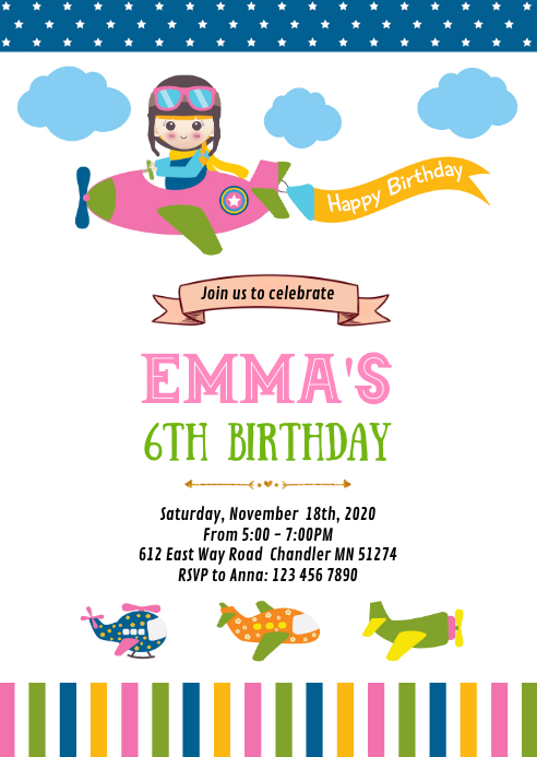 Modele Invitation Fete D Anniversaire Fille Avion Postermywall Modele Invitation Fete D Anniversaire Fille Avion Postermywall