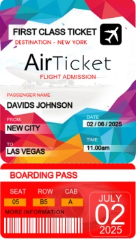 Airplane Travel boarding pass sample editable free template Ikhadi Lebhizinisi