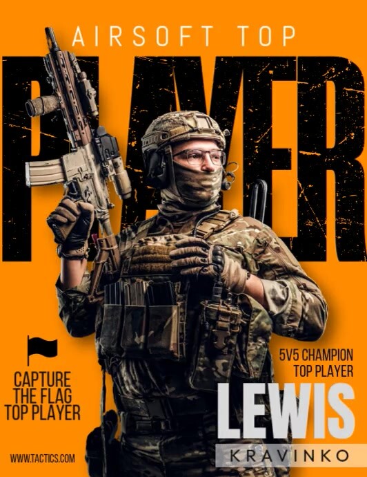 Airsoft Top Player Flyer (US Letter) template