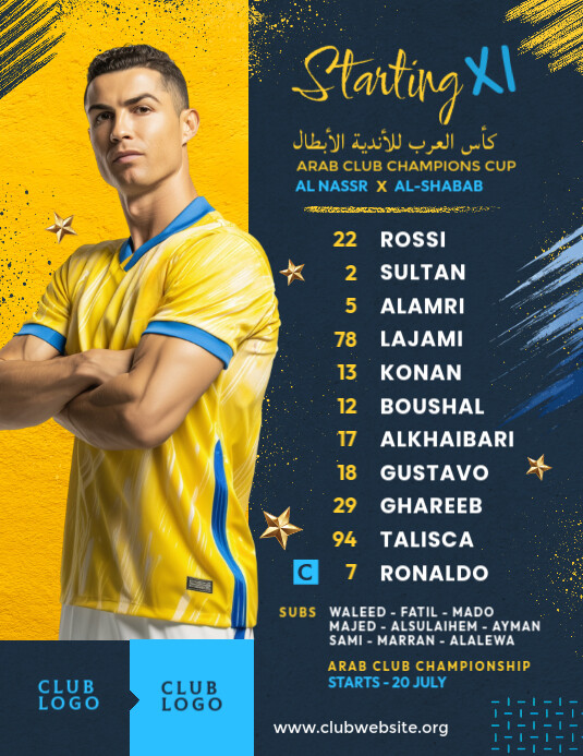Al Nassr FC Team Lineup Template Iflaya (Incwadi ye-US)