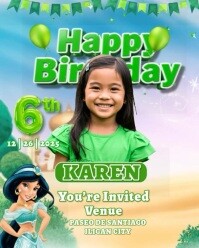 Aladin Barbie Birthday Invatation Video Instagram Portrait template
