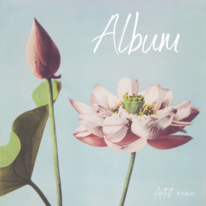 Album cover flower japanese lotus painting ปกอัลบั้ม template