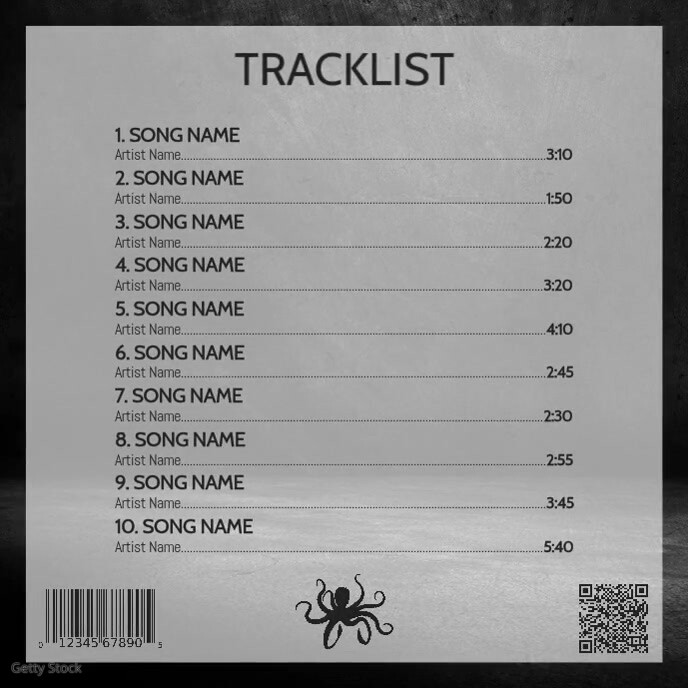 Album Track List ปกอัลบั้ม template