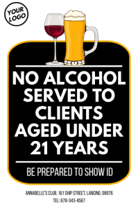 Alcohol 21+ Compliance Notice Template Poster