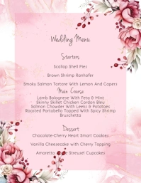Alcohol Ink Floral Wedding Menu Flyer (US Letter) template