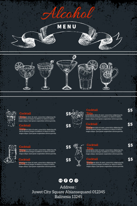 Alcohol Menu Template | PosterMyWall