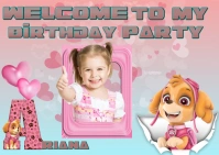 Birthday Party Kids Patrulla Canina Banner Poster Flyer Postal Postcard template