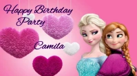 Alegre Princess Frozen Happy  Birthday  Party Pantalla Digital (16:9) template