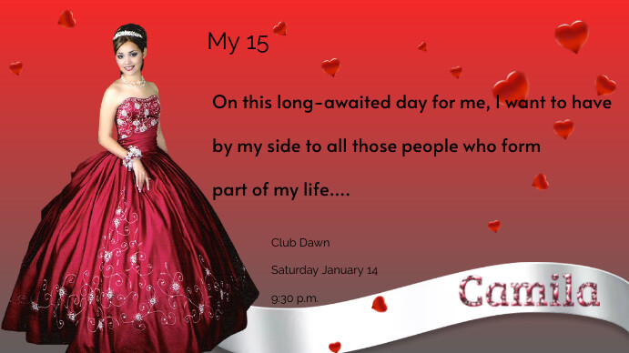 Alegre Quinceañerar Card Invitation Pantalla Ekran reklamowy (16:9) template