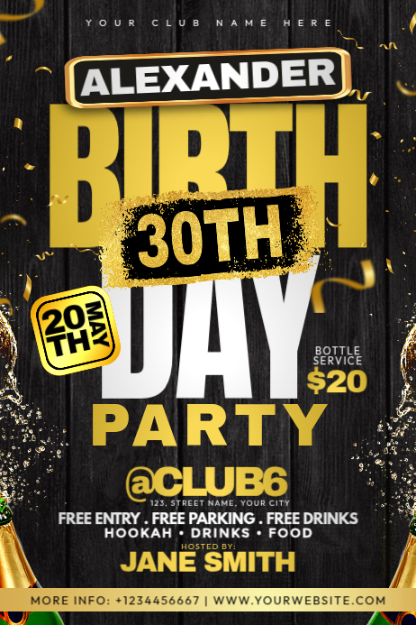 Alexander 30th Birthday Party Flyer Template | PosterMyWall