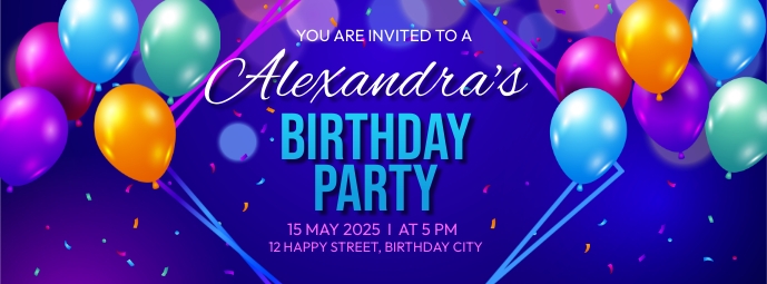 Alexandra's Birthday Party Invitation Zdjęcie w tle na Facebooka template
