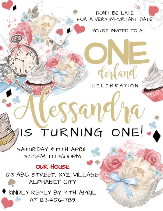 Alice in Wonderland Invitation Template PosterMyWall