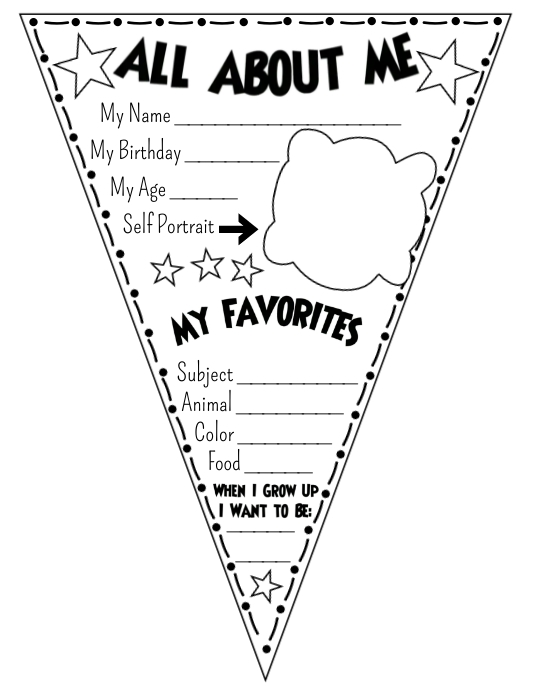 All About Me Pennant Worksheet Flyer (US-Letter) template