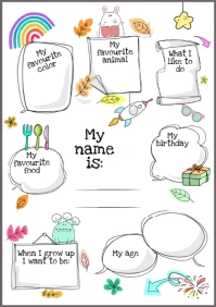 All About Me Printable School Worksheet A4 template