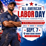 White Labor Day Celebration Сообщение Instagram Template