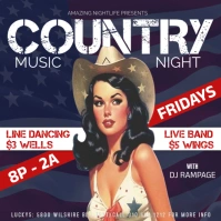 All American Vintage Country Night With Retro Girl Instagram Post template