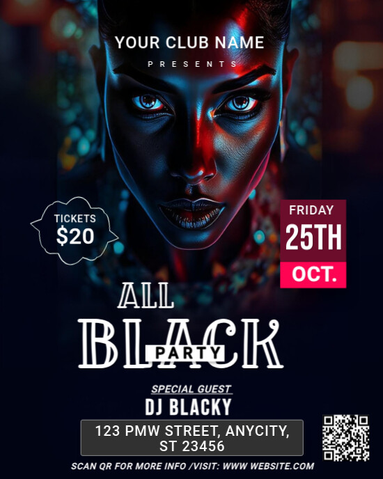 All Black Party Flyer | Nightclub Event | DJ Party Invite Template ...
