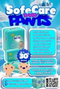 All-Night Dryness Baby Pants Poster template