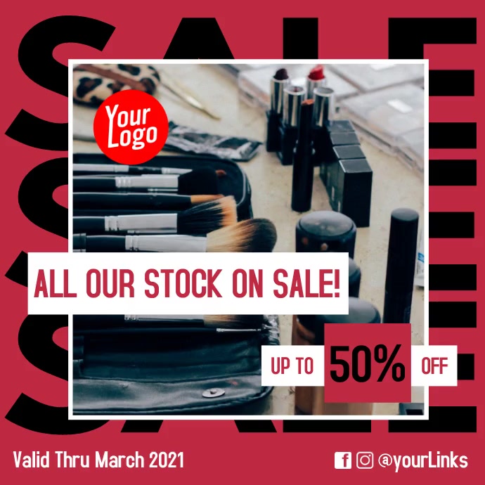 Stock Example Ad All our stock on sale 50% off ad template | PosterMyWall