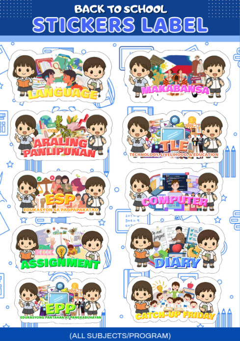 All Subjects School Stickers Label Template | PosterMyWall