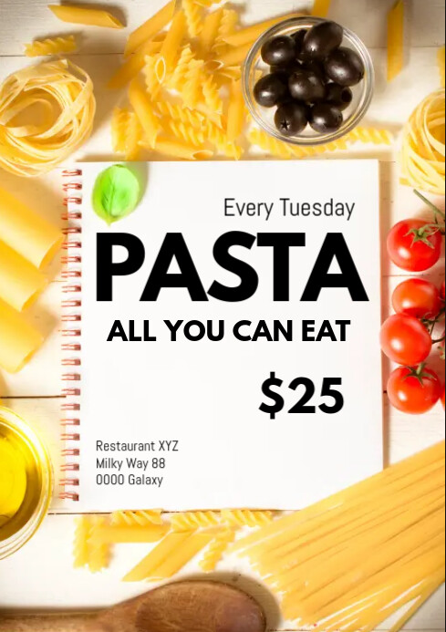 all you can eat pasta ads italian restaurant Template | PosterMyWall
