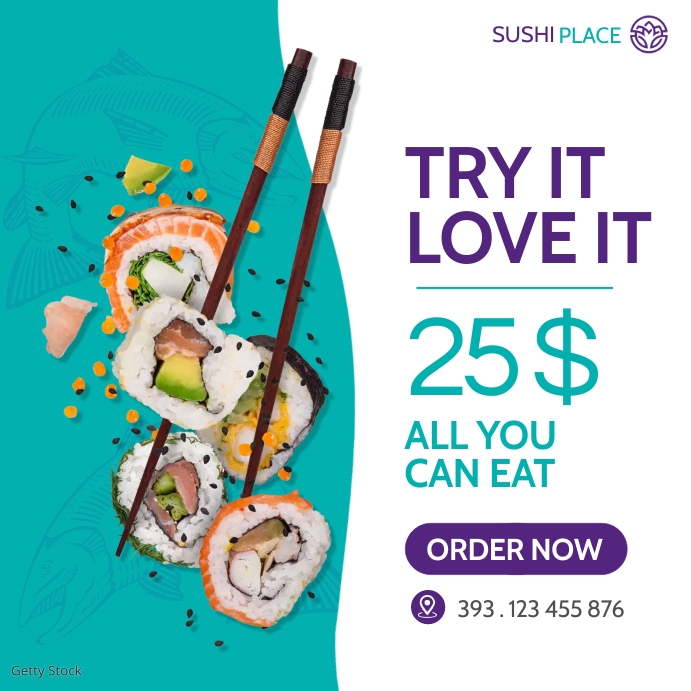 all you can eat sushi advertisement Template PosterMyWall