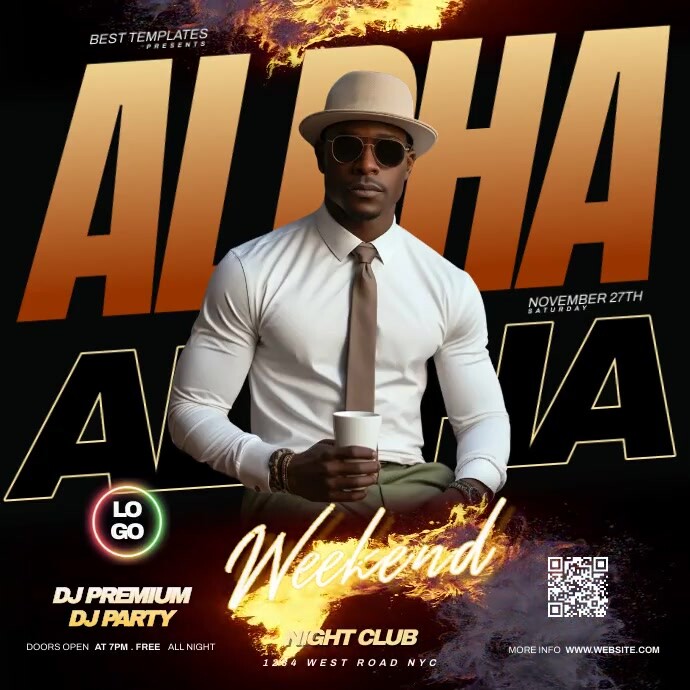 alpha male party night template | PosterMyWall