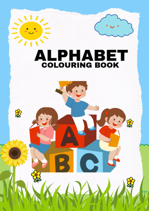 Alphabet Colouring Book Cover A4 template