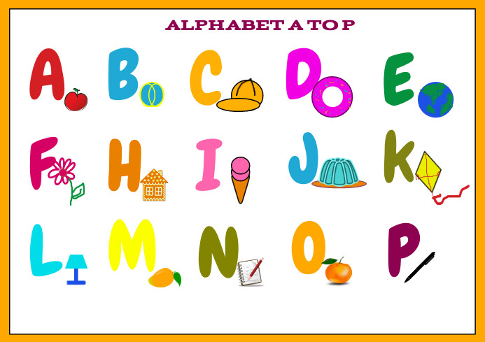 Alphabet Poster From A to P with pictures kid templaat | PosterMyWall