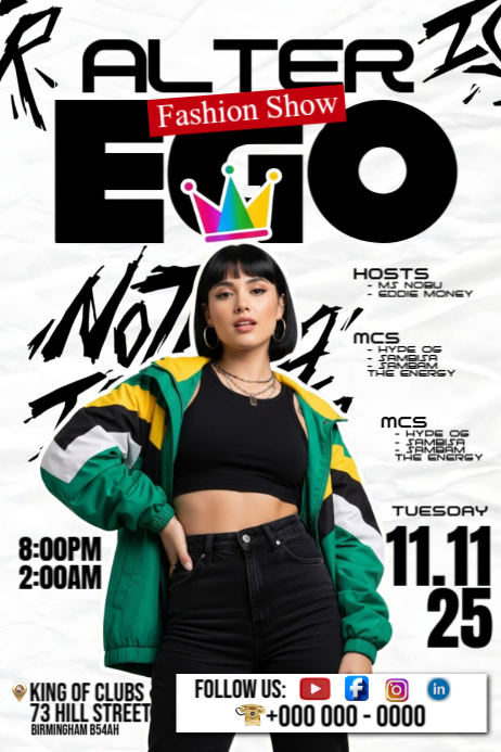 Alter Ego Fashion Show Event Poster template