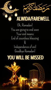 alwida ramadan,goodbye and farewell ramadan Tampilan Digital (9:16) template
