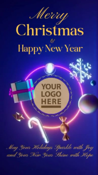 Amazing Blue Neon Logo Holidays Greeting Youtube Short template