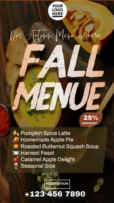 Plantilla de Amazing fall menu favorits mobile size | PosterMyWall