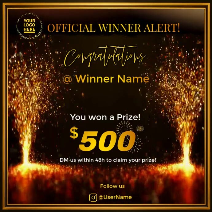Amazing Social Winner Announcement – Bold, Bright, and Rewarding! Kwadrat (1:1) template