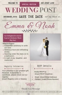 Amazing Vintage Newspaper Wedding Save the Date Template Tabloïd