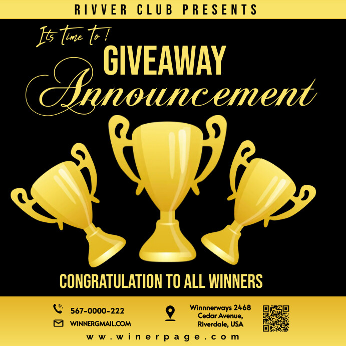 Amazing winner annoucement , Giveaway Flyer I Template PosterMyWall