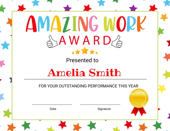 Spring Award For Work Good Job Award Template