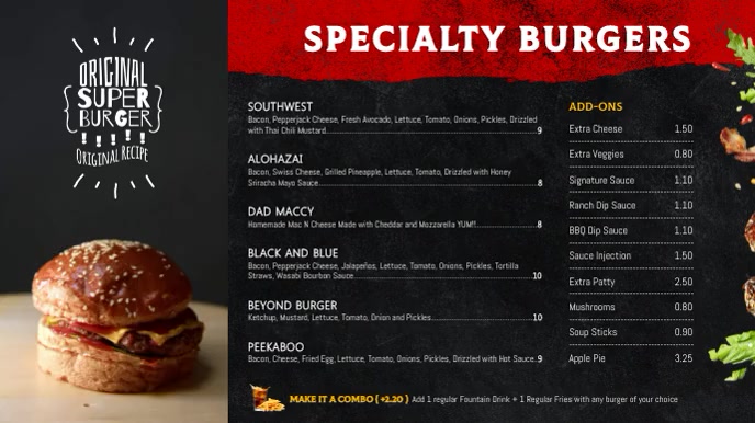 Copy of American Food Digital Menu Template | PosterMyWall