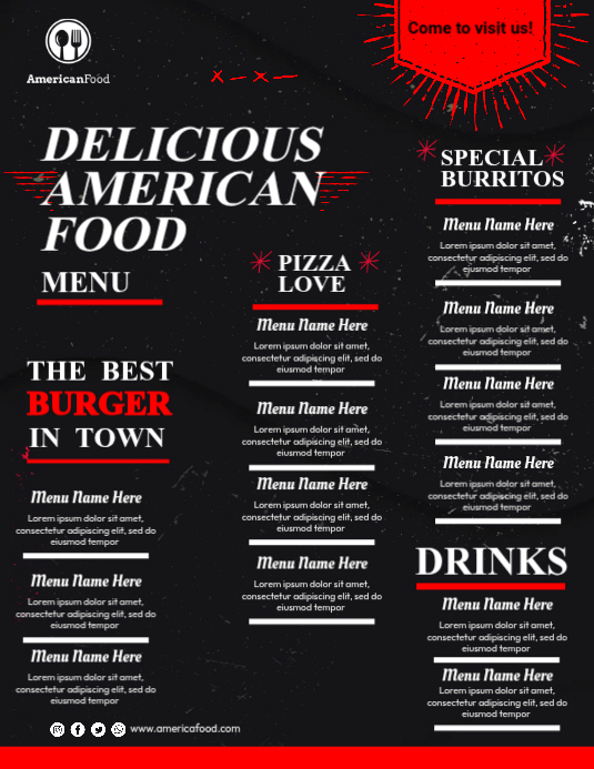 American Food Menu Template | PosterMyWall