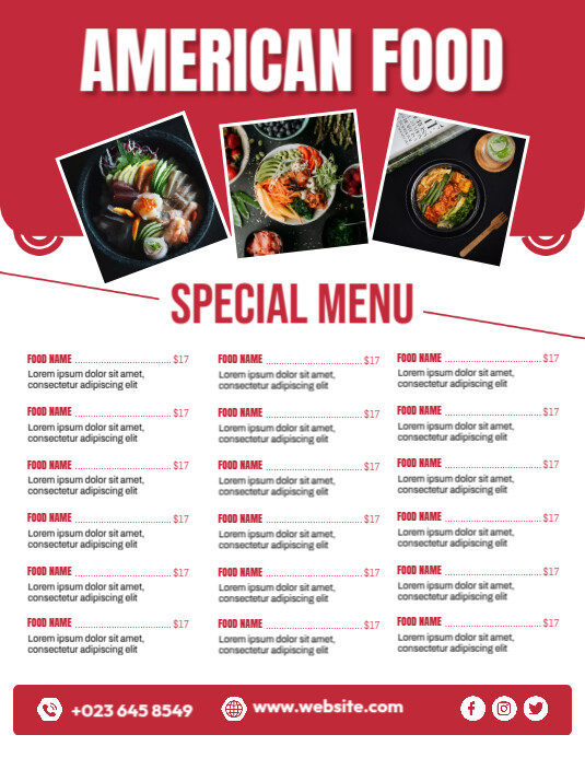American Food Menu List Template | PosterMyWall